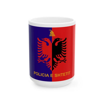 Flag of Albanian State Police - White Coffee Mug-15oz-Go Mug Yourself