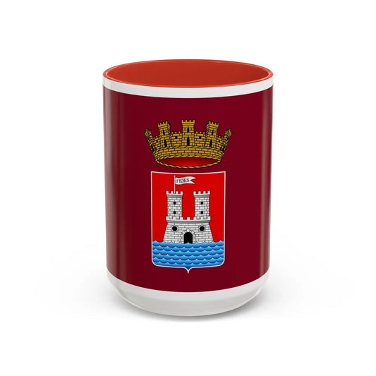 Flag of Livorno Italy - Accent Coffee Mug-15oz-Red-Go Mug Yourself