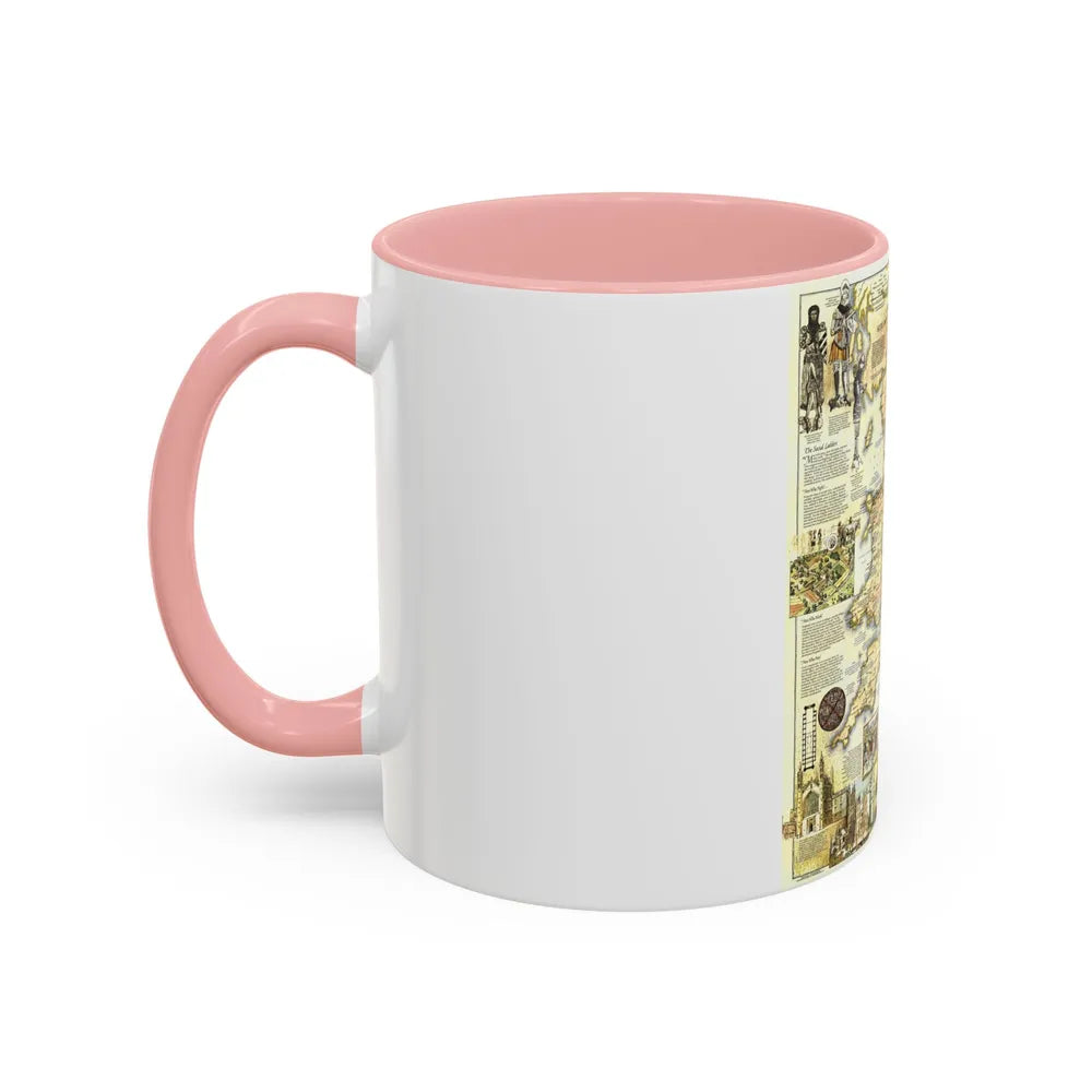 England - Medieval (1979) (Map) Accent Coffee Mug-Go Mug Yourself