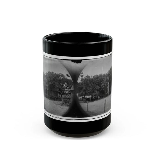 Cold Harbor, Va, Vicinity. Cavalry Horses Outside The Old Church Hotel (U.S. Civil War) Black Coffee Mug-15oz-Go Mug Yourself