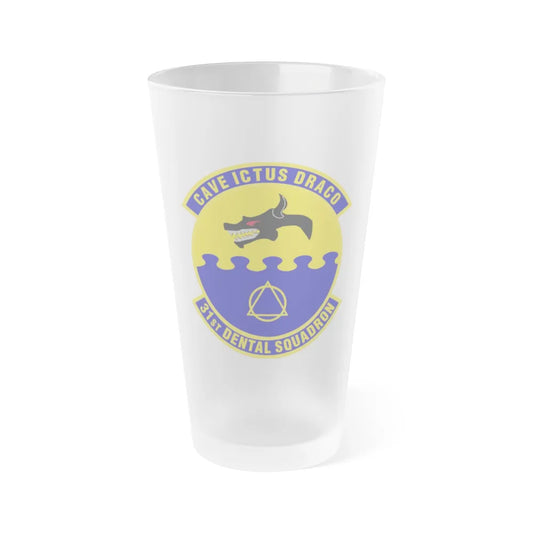 31st Dental Squadron (U.S. Air Force) Frosted Pint Glass 16oz-Go Mug Yourself