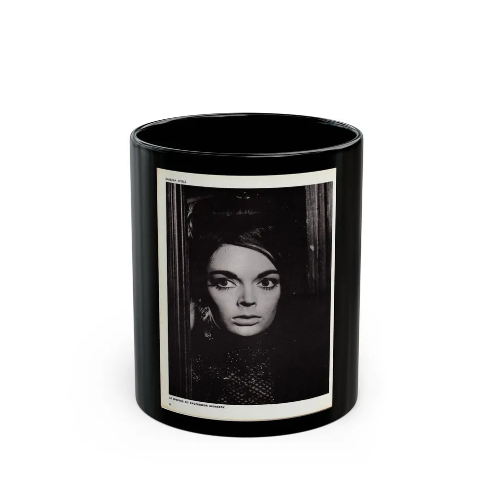 Barbara Steele #68 (Vintage Female Icon) Black Coffee Mug-11oz-Go Mug Yourself