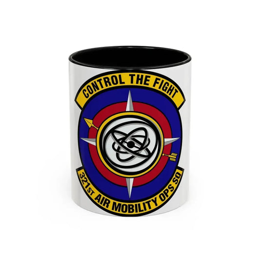 321 Air Mobility Operations Squadron (U.S. Air Force) Accent Coffee Mug 11oz Black - Go Mug Yourself