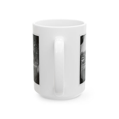 Petersburg, Virginia (Vicinity). View Of James River And Photographic Wagon Of Engineer Corps (U.S. Civil War) White Coffee Mug