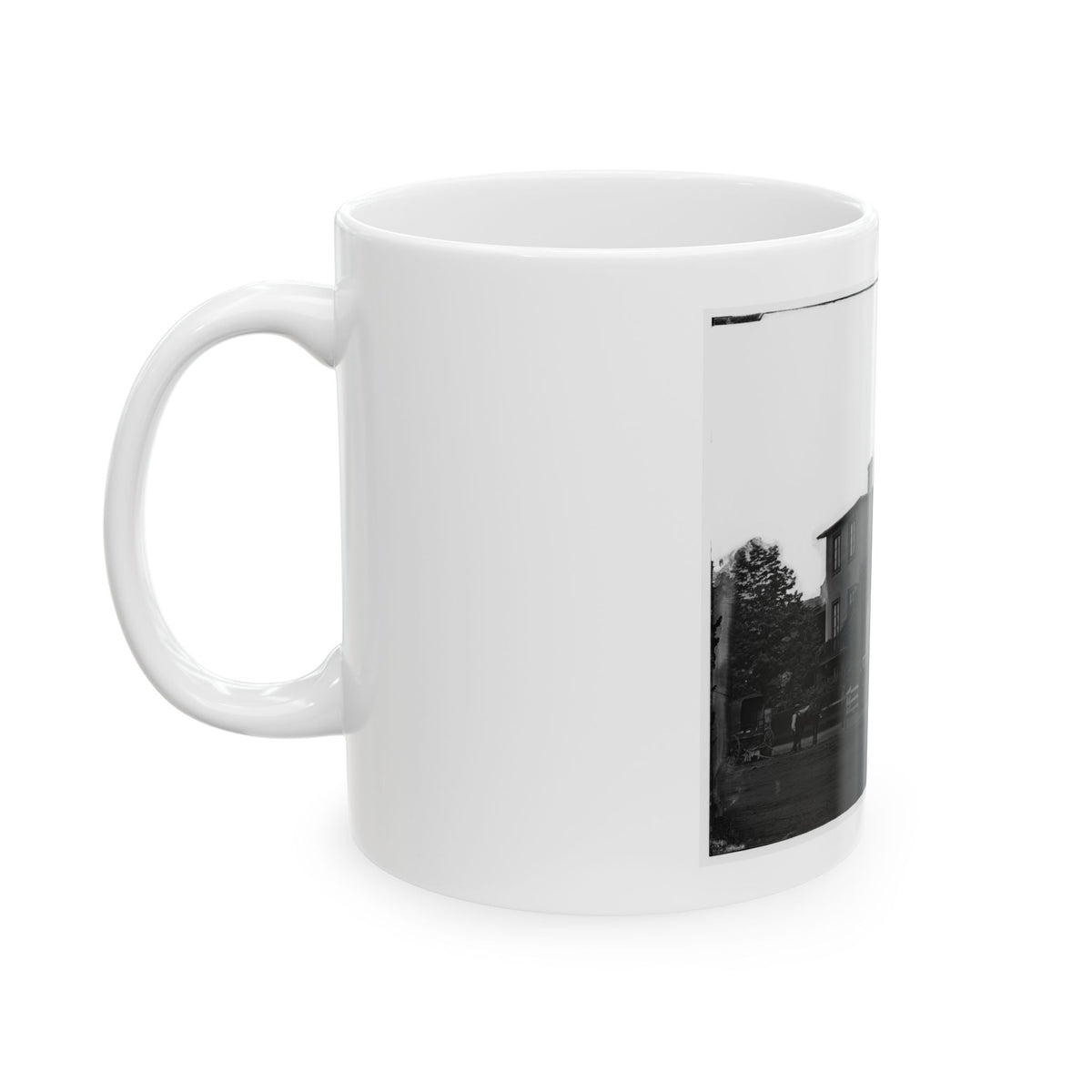 Washington, District Of Columbia. Eight Soldiers In Formation In Front Of Temporary Buildings (U.S. Civil War) White Coffee Mug