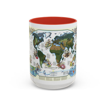 World Map - Diversity of Life (1999) (Map) Accent Coffee Mug