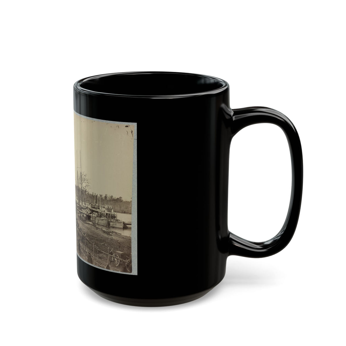 Broadway Landing, Appomattox River, Va., Butler's Signal Tower At Point Of Rocks, In Distance (U.S. Civil War) Black Coffee Mug