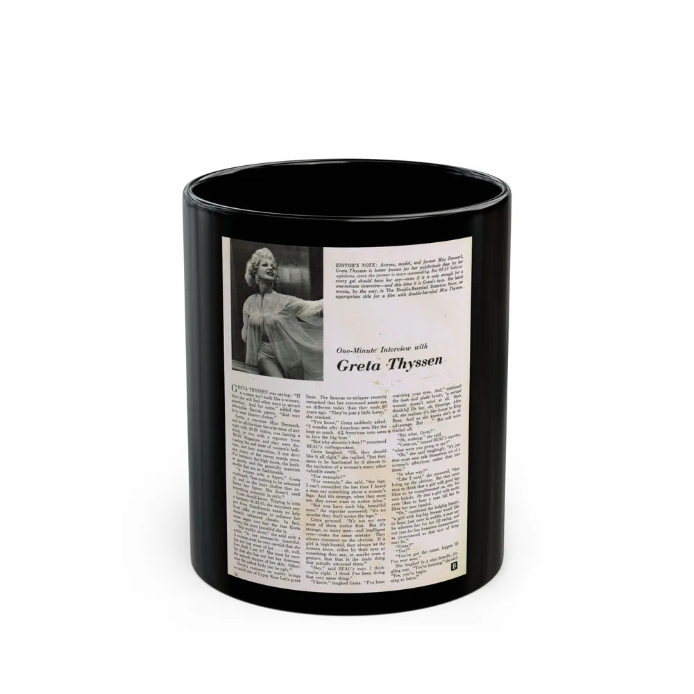 Greta Thyssen #89 - Photo & Article (Vintage Female Icon) Black Coffee Mug-11oz-Go Mug Yourself