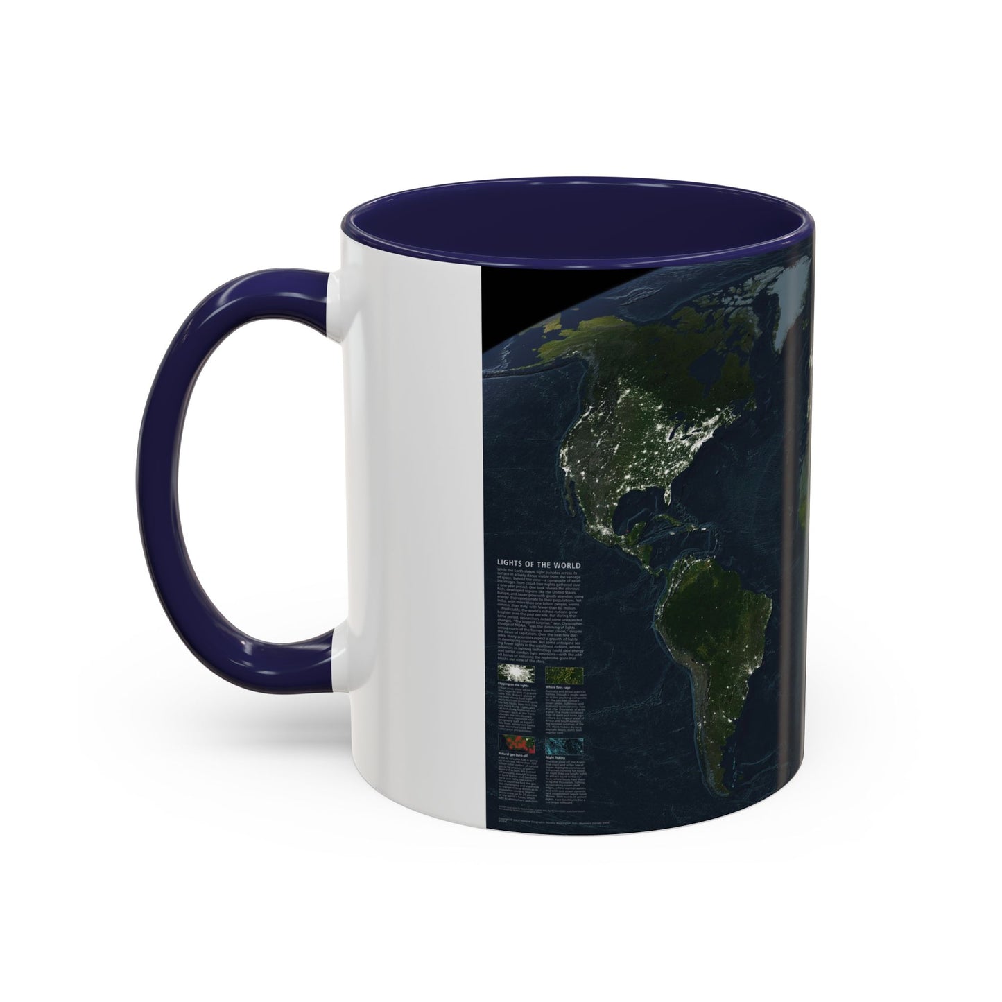 World Map - Earth at Night (2004) (Map) Accent Coffee Mug