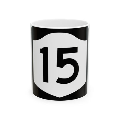 NY-15 (New York) (Road Sign) White Coffee Mug
