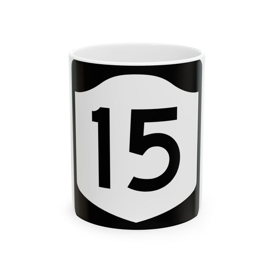NY-15 (New York) (Road Sign) White Coffee Mug