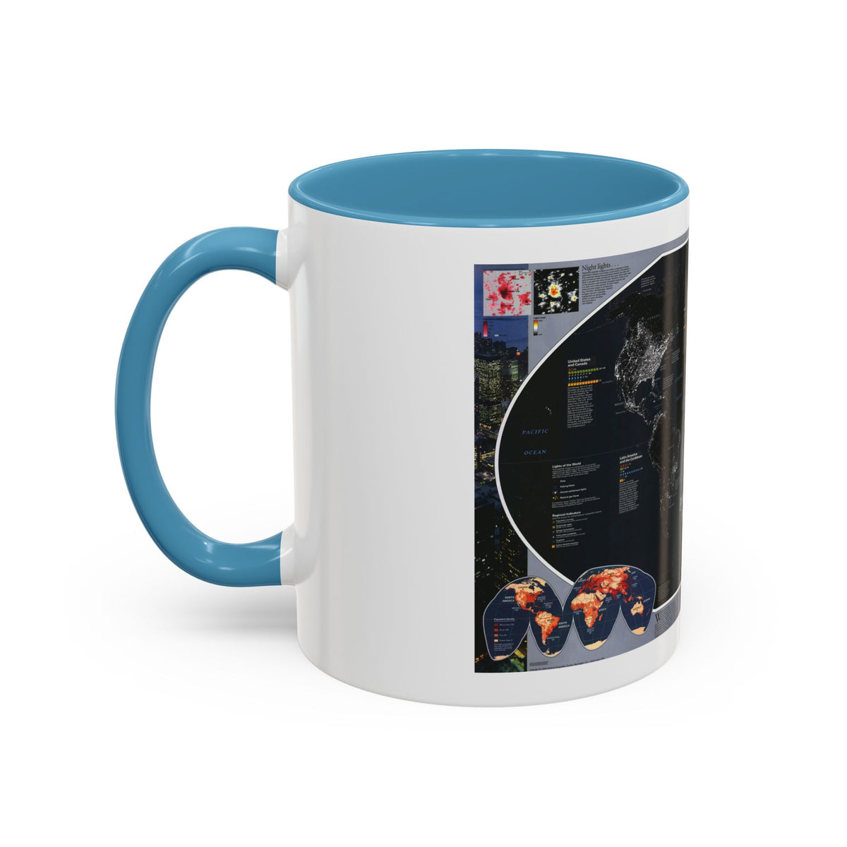 World Map - Population and Resources (1998) (Map) Accent Coffee Mug