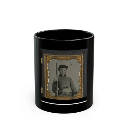 Private Peter Lauck Kurtz Of Company A, 5th Virginia Infantry Regiment, In Uniform With Musket And Revolver (U.S. Civil War) Black Coffee Mug