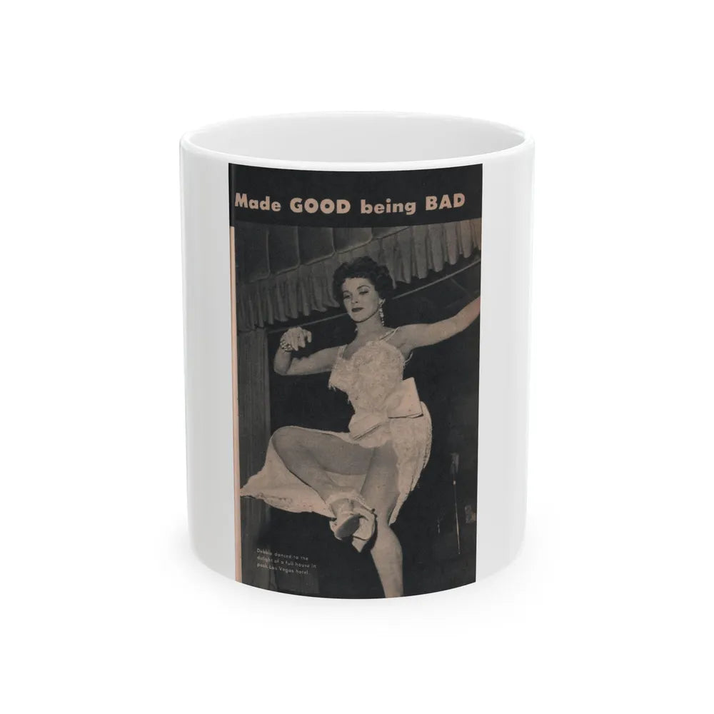 Debra Paget #484 - [Pages 89] Pages 2 of 6 with, Debbie+1 B&W Photo, Headline from Scope Digest Mag. Nov. '55 (Vintage Female Icon) White Coffee Mug-11oz-Go Mug Yourself