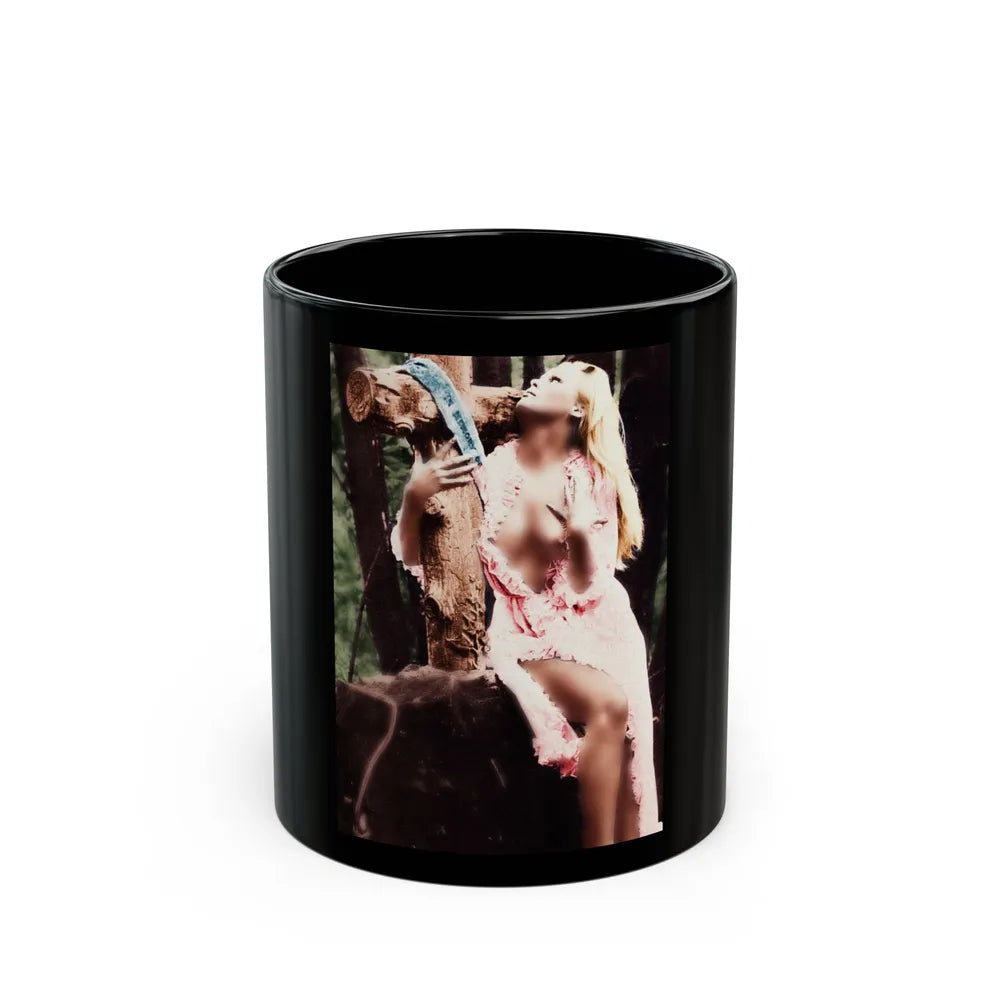 Veronica Carlson #84 - Partially Topless2 (Vintage Female Icon) Black Coffee Mug-11oz-Go Mug Yourself