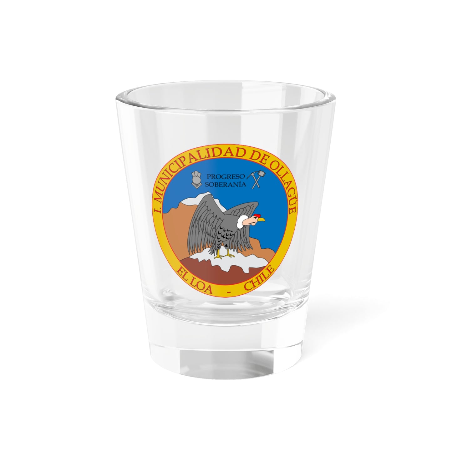 Escudo de Ollagüe (Chile) (Coat of Arms) Shot Glass 1.5oz