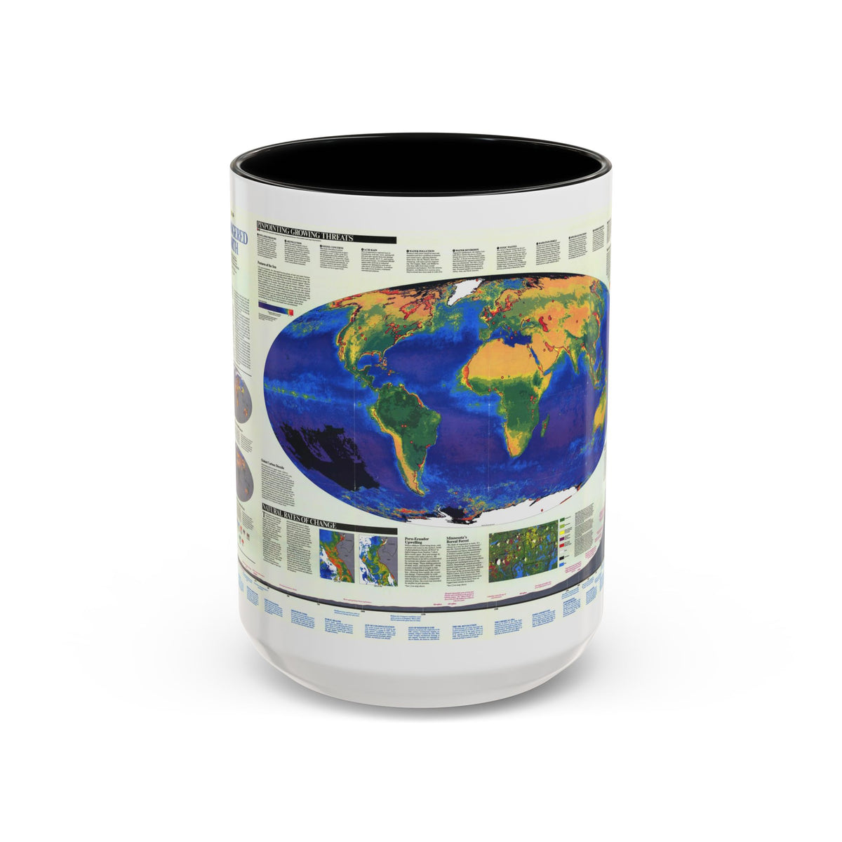 World Map - Endangered Earth (Map) Accent Coffee Mug