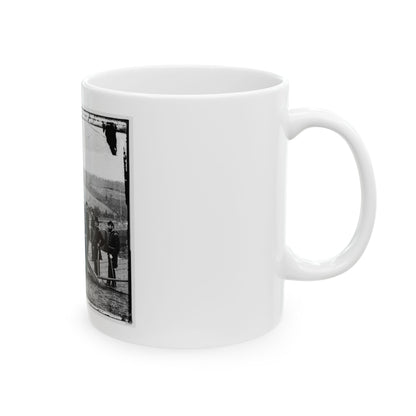 Atlanta, Ga. Gen. William T. Sherman, Leaning On Breach Of Gun, And Staff At Federal Fort No. 7 (U.S. Civil War) White Coffee Mug