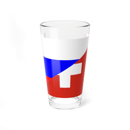 Flag of Switzerland and Russia (Russia) Pint Glass 16oz