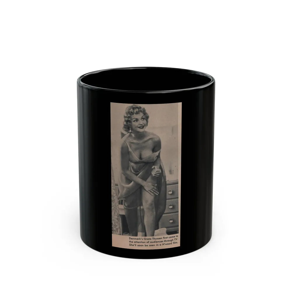 Greta Thyssen #121 - Scamp Mag. Sept. '58 - 1 Small B&W Photo (Vintage Female Icon) Black Coffee Mug-11oz-Go Mug Yourself