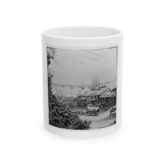 City Point, Va. View Of Waterfront With Federal Supply Boats (U.S. Civil War) White Coffee Mug