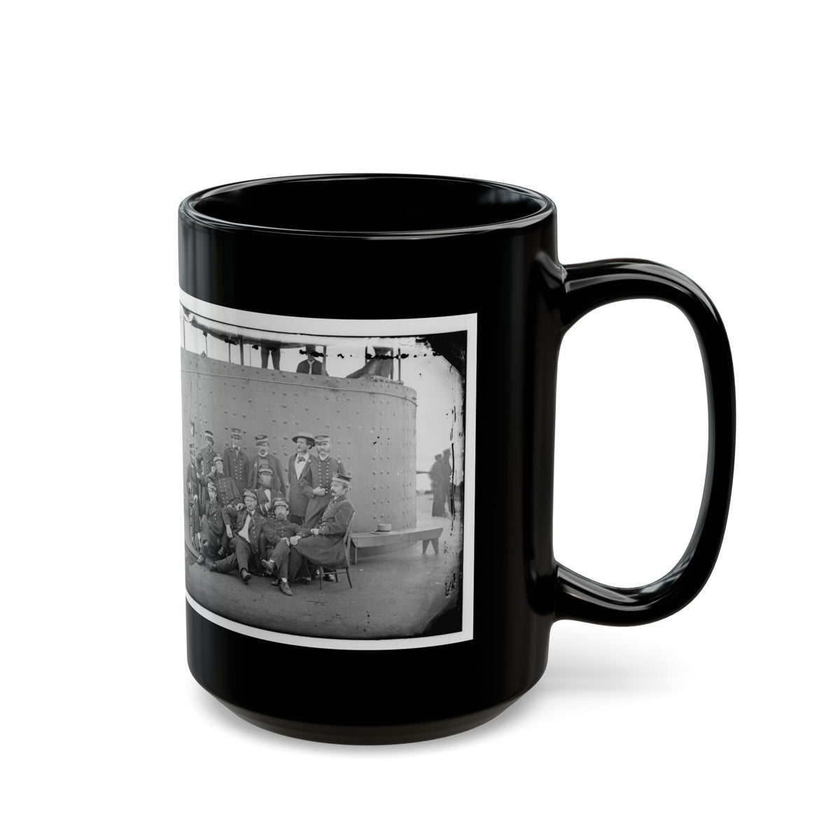 James River, Va. Officers Of The U.S.S. Monitor Grouped By The Turret (U.S. Civil War) Black Coffee Mug