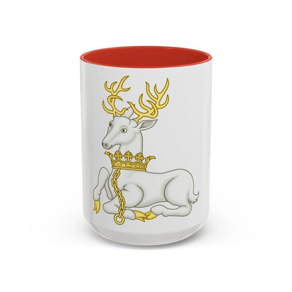 White Hart Badge of Richard II - Accent Coffee Mug-15oz-Red-Go Mug Yourself