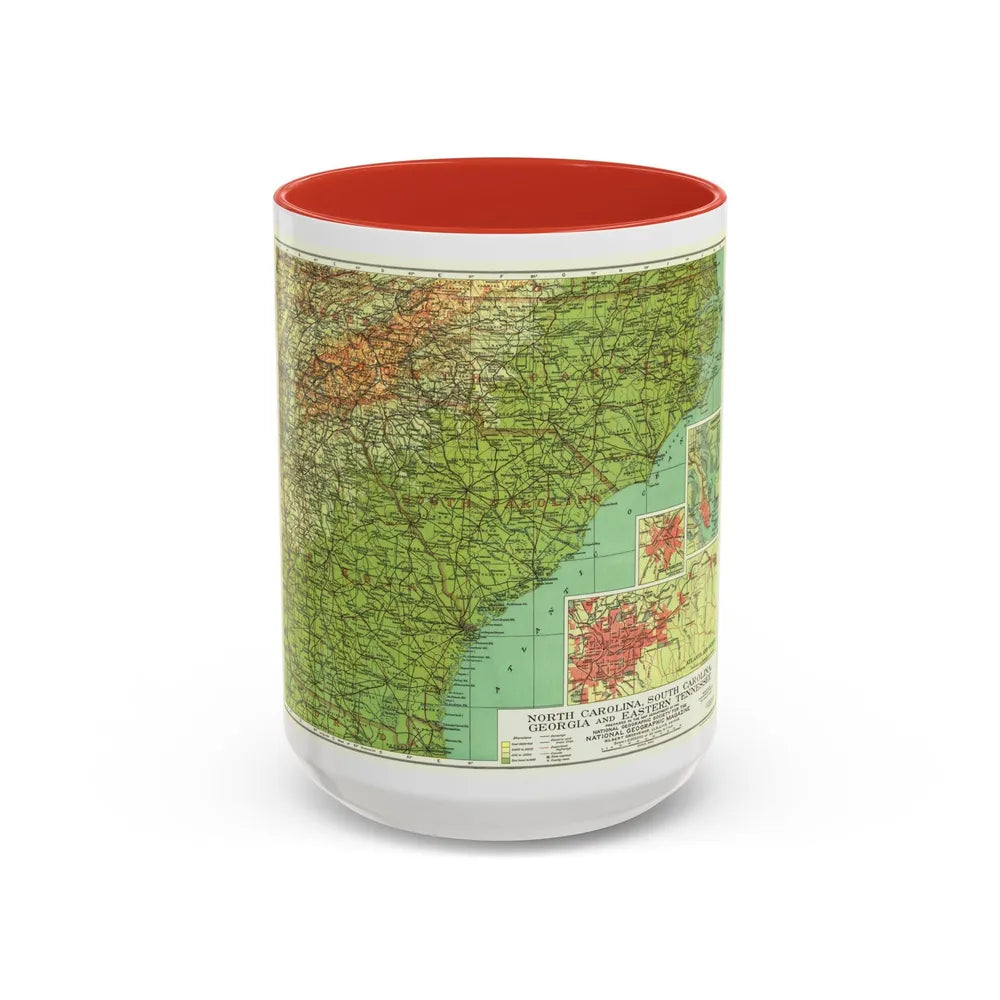 USA - Southeastern (1926) (Map) Accent Coffee Mug-15oz-Red-Go Mug Yourself