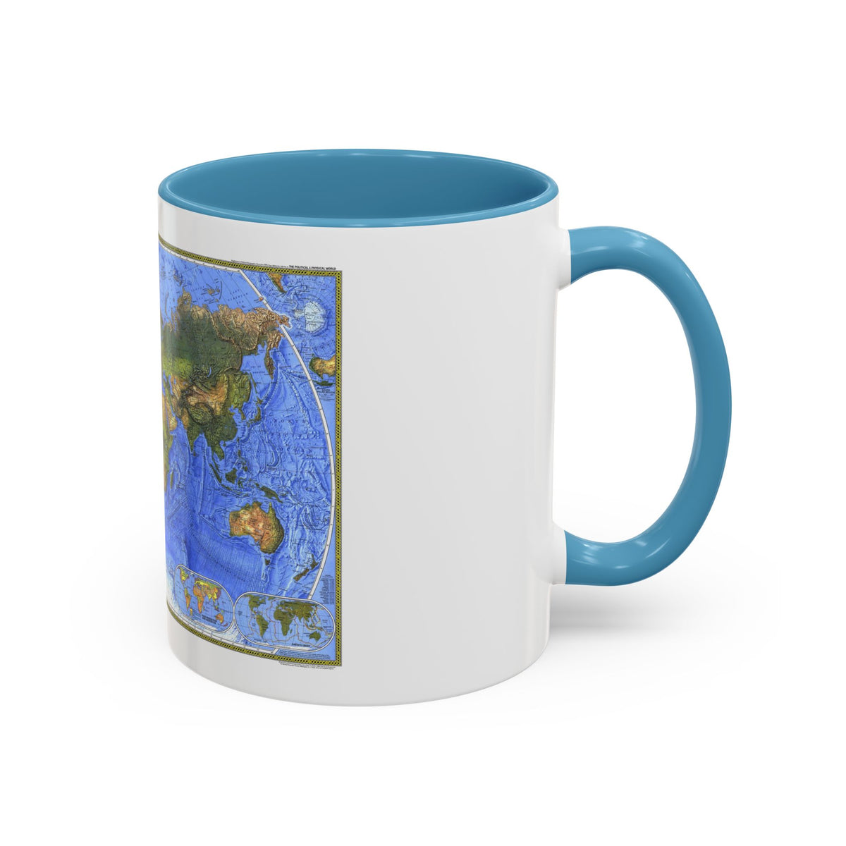 World Map - The Physical World (1975) (Map) Accent Coffee Mug