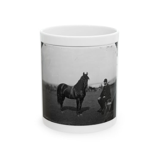 Brandy Station, Virginia. Lt. Chas W. Wolsey With Horse Headquarters Army Of The Potomac (U.S. Civil War) White Coffee Mug