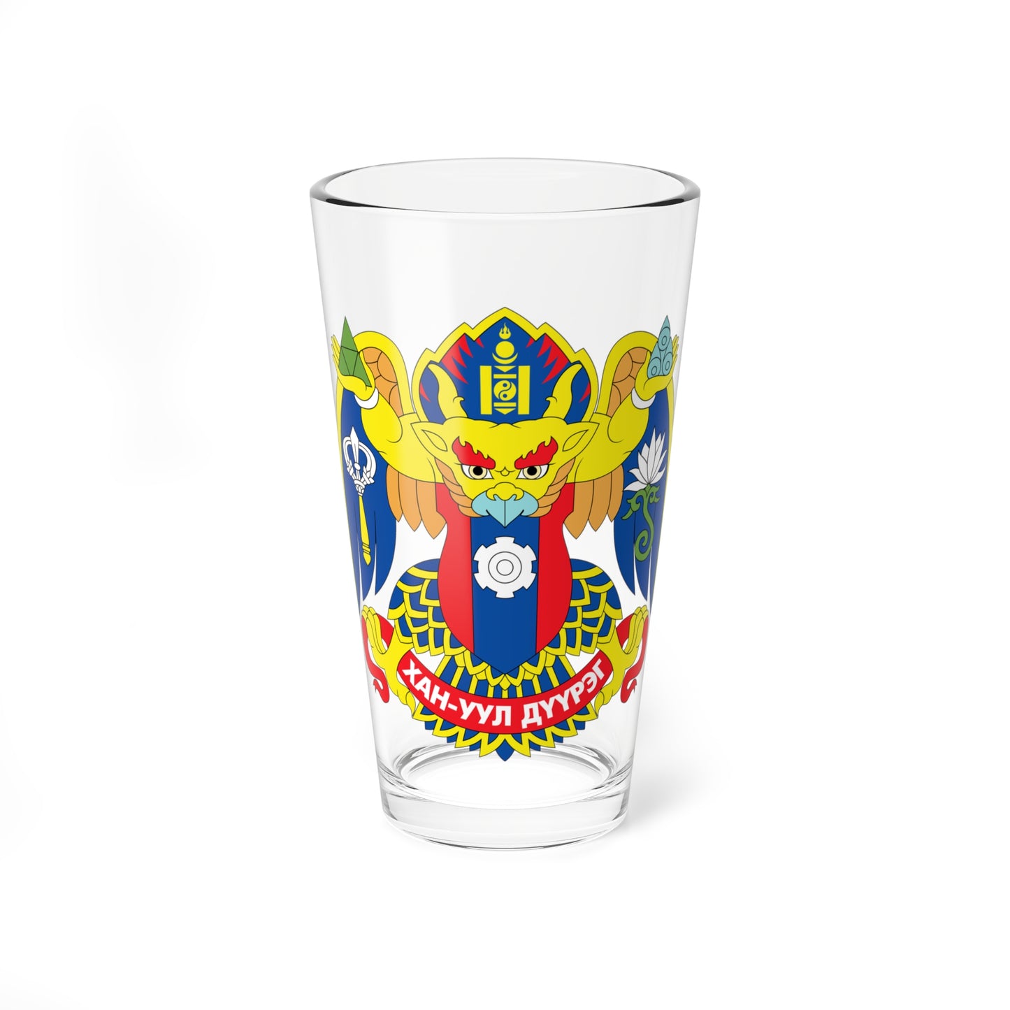 Emblem of Khan-Uul district Ulaanbaatar (Mongolia) (Coat of Arms) Pint Glass 16oz