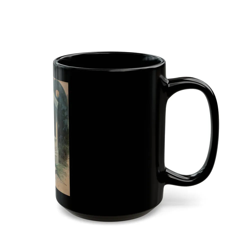 Evening on the Porch, magazine story illustration - Black Coffee Mug-Go Mug Yourself