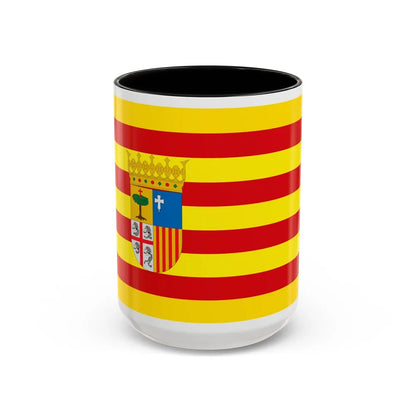 Flag of Aragon Spain - Accent Coffee Mug-15oz-Black-Go Mug Yourself