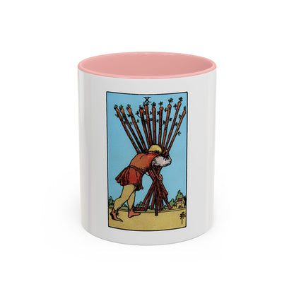 The 10 of Wands (Tarot Card) Accent Coffee Mug