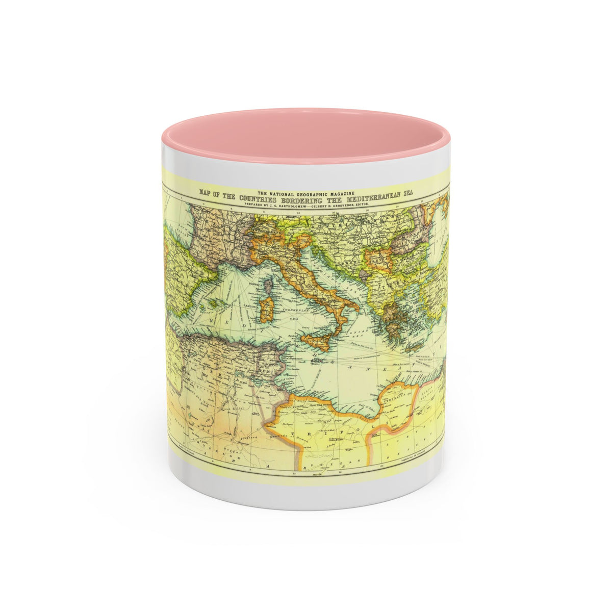 Mediterranean - Countries Bordering the (1912) (Map) Accent Coffee Mug