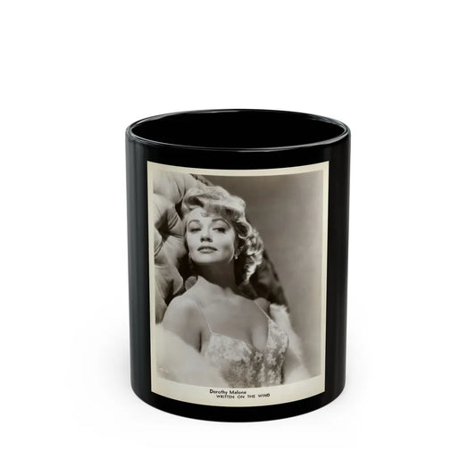 Dorothy Malone #220 - 8x10 Vintage B&W Upper Body Glamour Promo Photo for ''Written On The Wind'' '56 1 (Vintage Female Icon) Black Coffee Mug-11oz-Go Mug Yourself