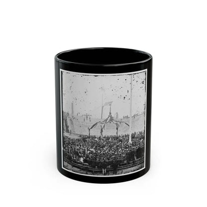 Charleston, S.C. Flag-Raising Ceremony, With Brevet Maj. Gen. Robert Anderson And Henry Ward Beecher Present (U.S. Civil War) Black Coffee Mug-11oz-Go Mug Yourself