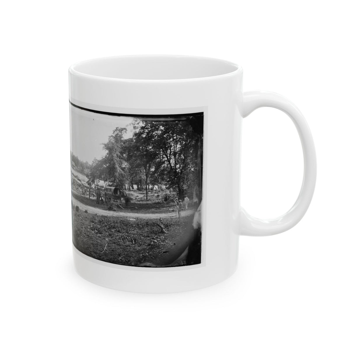 Petersburg, Virginia (Vicinity). View Of James River And Photographic Wagon Of Engineer Corps (U.S. Civil War) White Coffee Mug
