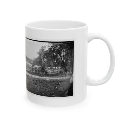 Petersburg, Virginia (Vicinity). View Of James River And Photographic Wagon Of Engineer Corps (U.S. Civil War) White Coffee Mug
