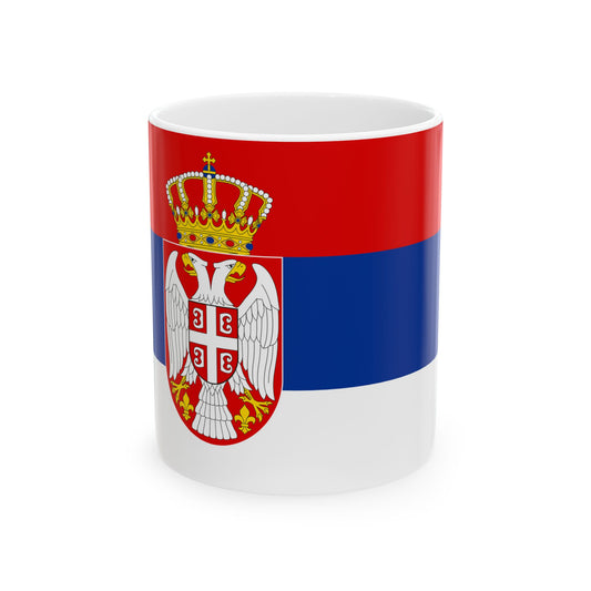 State Flag of Serbia (Serbia) White Coffee Mug-11oz-Go Mug Yourself