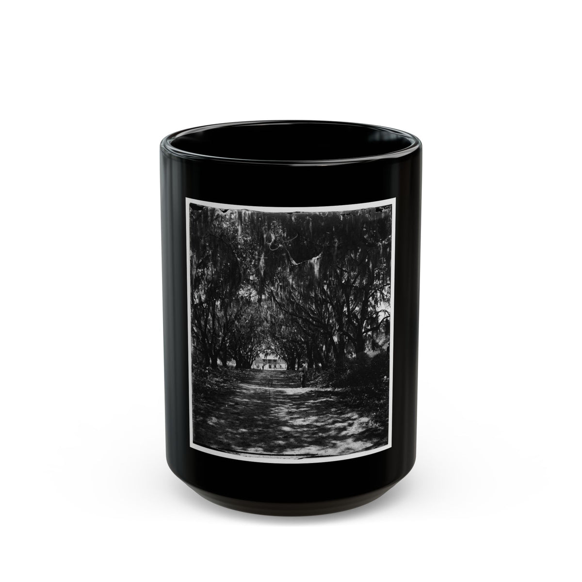 Beaufort, Port Royal Island, South Carolina. Live Oak Avenue Robert B. Rhett's Plantation (U.S. Civil War) Black Coffee Mug