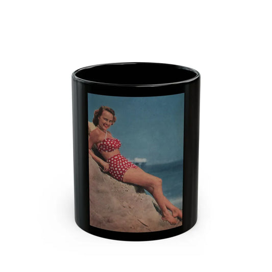 Terry Moore #516 - 4x6 2-Piece Color Full Body Swimsuit Cheesecake Photo from Early 50's (Vintage Female Icon) Black Coffee Mug-11oz-Go Mug Yourself