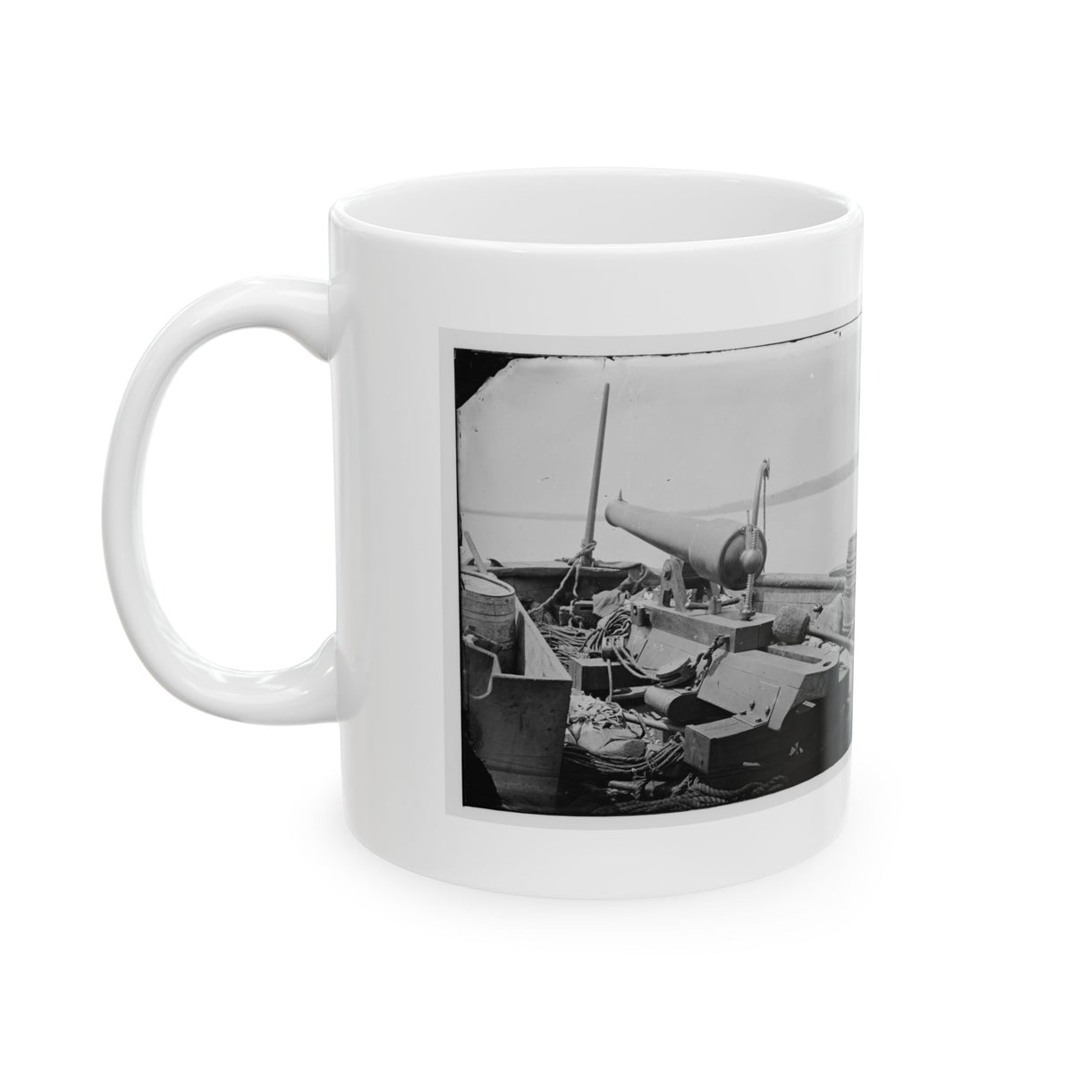 James River, Va. Bow Of Confederate Gunboat Teaser, Lt. Hunter Davidson, Captured By U.S.S. Maratanza On July 4, 1862 (U.S. Civil War) White Coffee Mug