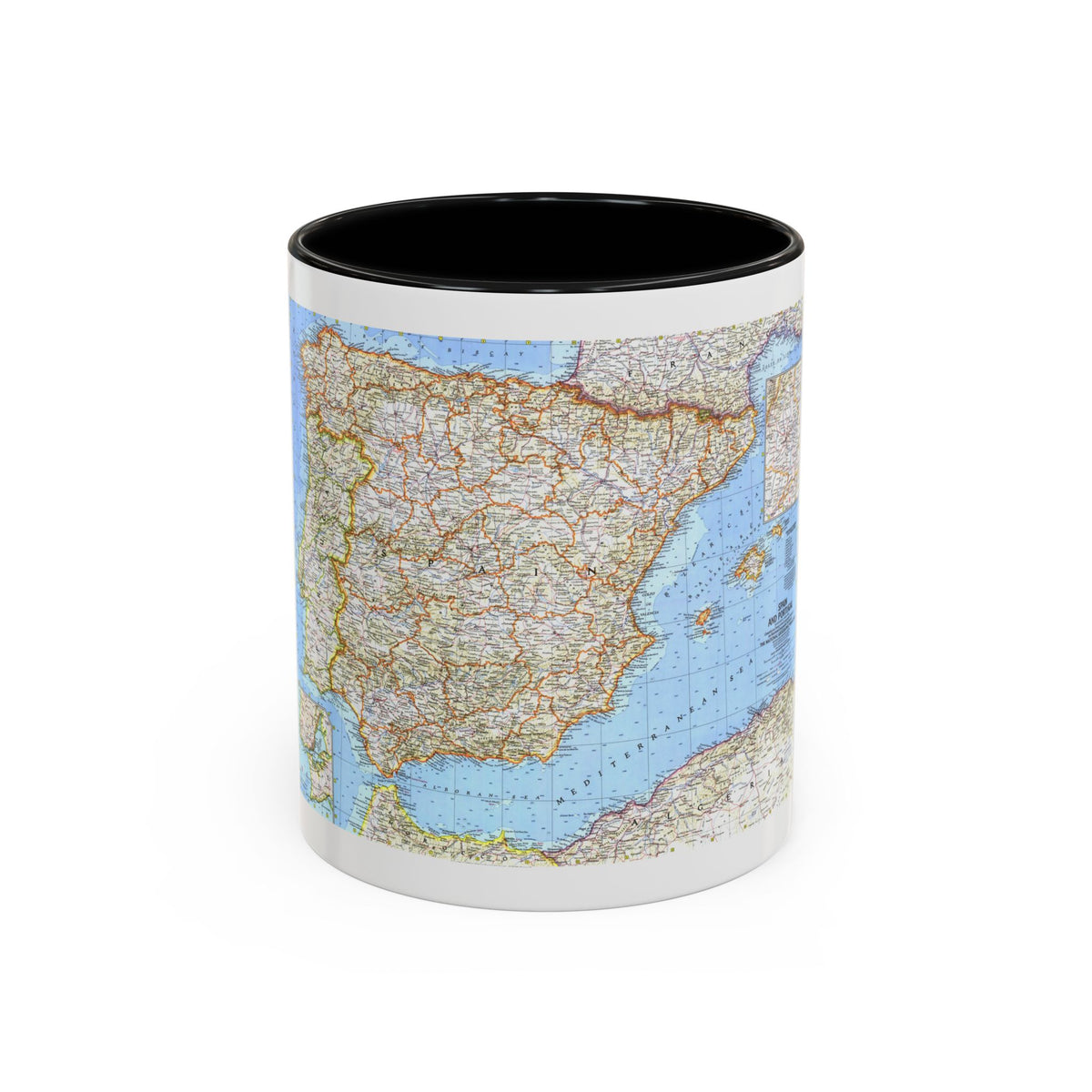 Spain and Portugal (1965) (Map) Accent Coffee Mug