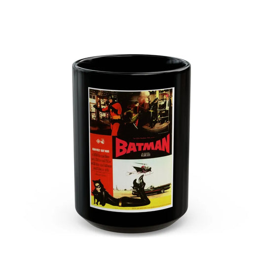 BATMAN (ADAM WEST - FRENCH) 1966 Movie Poster - Black Coffee Mug-15oz-Go Mug Yourself