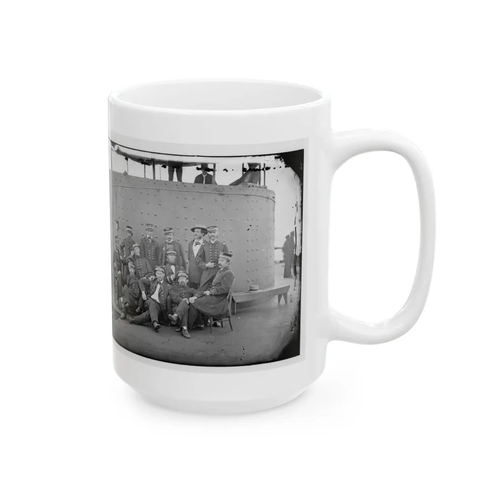 James River, Va. Officers Of The U.S.S. Monitor Grouped By The Turret (U.S. Civil War) White Coffee Mug-Go Mug Yourself