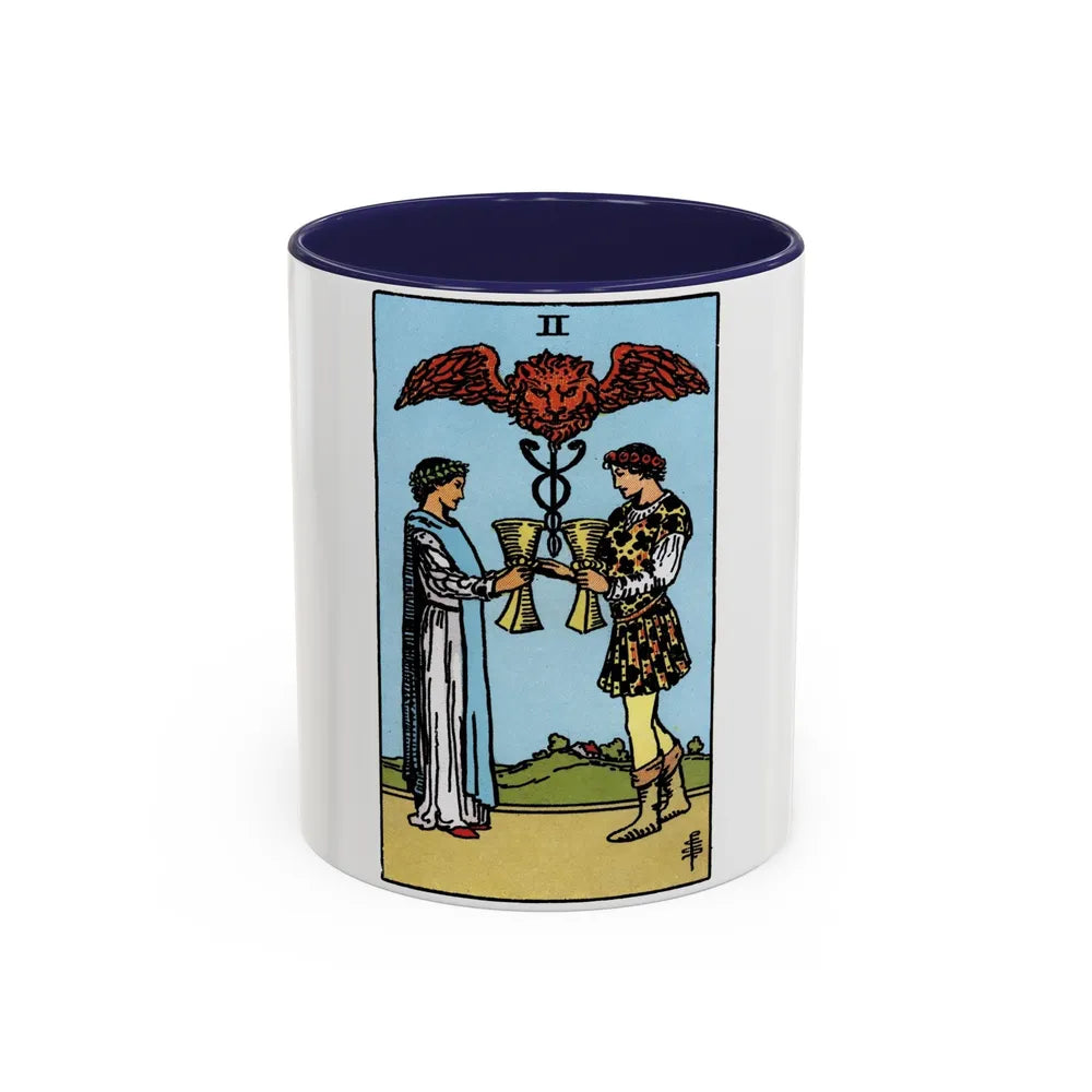 The 2 of Cups (Tarot Card) Accent Coffee Mug-11oz-Navy-Go Mug Yourself