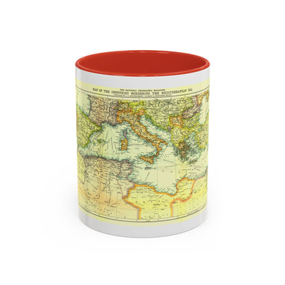Mediterranean - Countries Bordering the (1912) (Map) Accent Coffee Mug