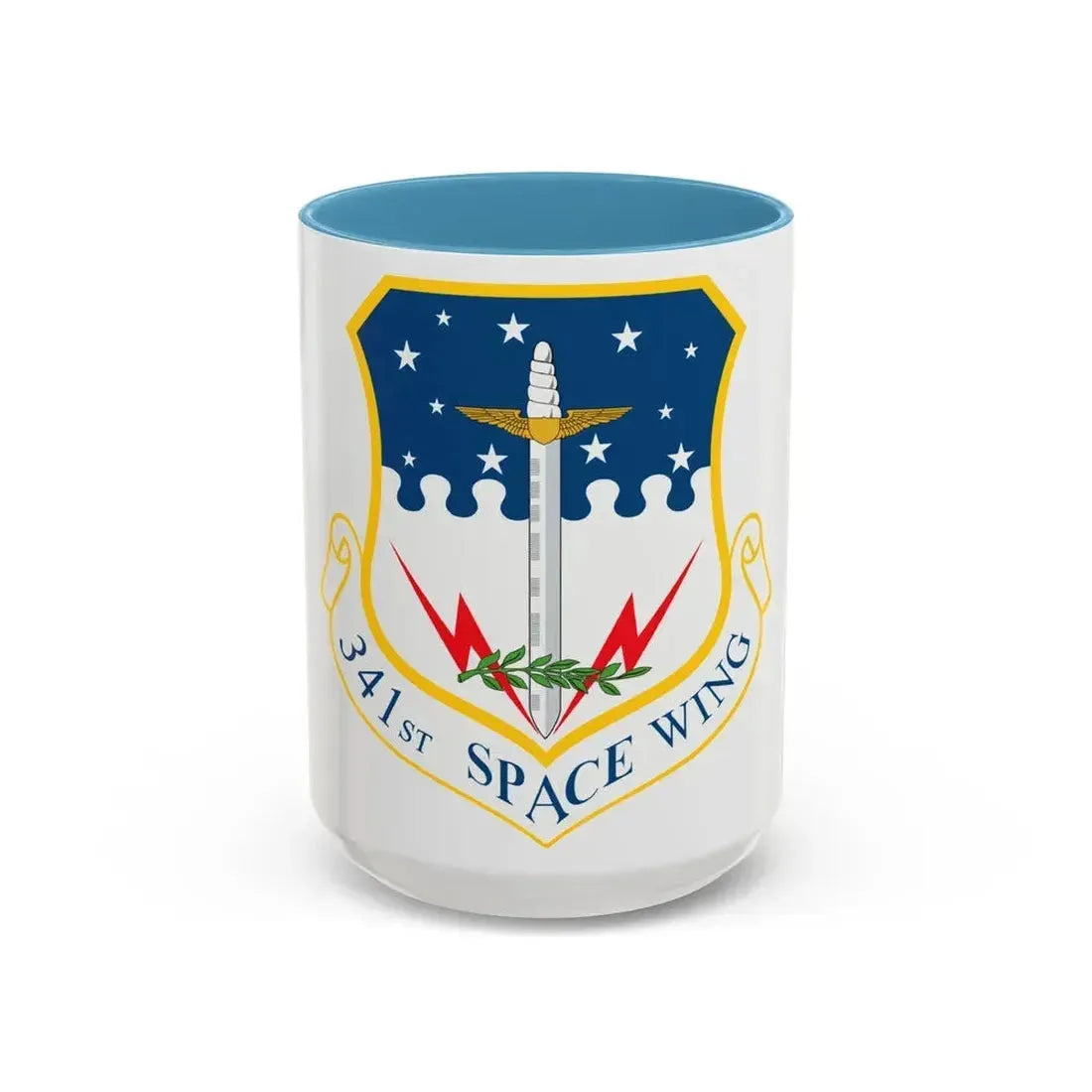 341st Space Wing (U.S. Air Force) Accent Coffee Mug 15oz Light Blue - Go Mug Yourself