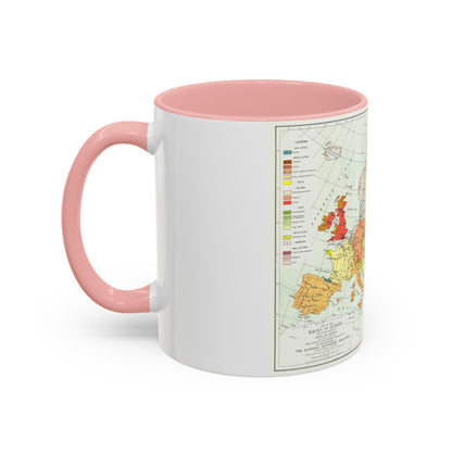 Europe & Adjoining Asia & Africa - The Races of (1919) (Map) Accent Coffee Mug